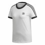 Damen Kurzarm-T-Shirt Adidas 3 stripes Weiß (36)