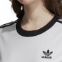 Damen Kurzarm-T-Shirt Adidas 3 stripes Weiß (36)