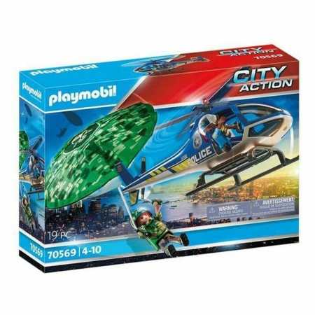 Playset City Action Police helicopter: Parachute Chase Playmobil 70569 19 Pièces (Reconditionné A)