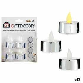 Candle Set 4 x 4 x 3,7 cm Silver (12 Units)