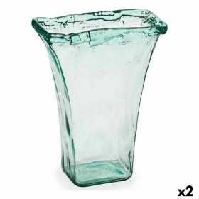 Vase 27 x 34,5 x 14 cm Kristall Durchsichtig (2 Stück)