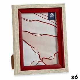 Cadre photo 17 x 2 x 21,8 cm Verre Rouge Bois Marron Plastique (6 Unités)