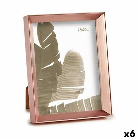 Cadre photo 17,3 x 3,3 x 22,3 cm Rose Cuivre Plastique verre (6 Unités)