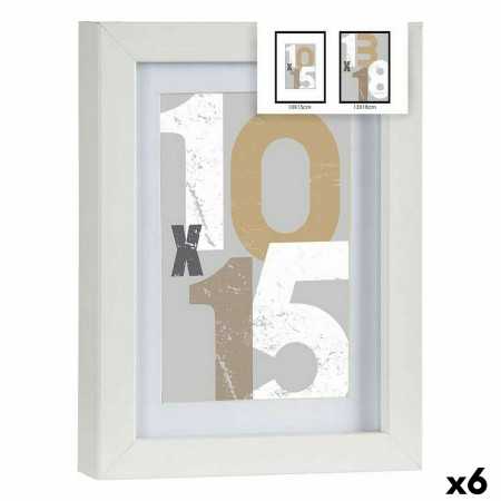 Photo frame White Glass MDF Wood 16 x 21 x 2,5 cm (6 Units)