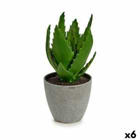 Dekorationspflanze Aloe Vera 14 x 21 x 14 cm Grau grün Kunststoff (6 Stück)