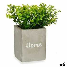 Decorative Plant Home Grey Cement Green Plastic 13 x 20 x 13 cm (6 Units)