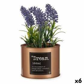 Dekorativ växt Lavendel Can Purpur Metall Koppar Grön Plast 10 x 18 x 10 cm (6 antal)