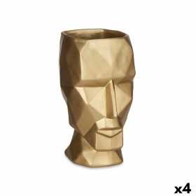 Vase 3D Gesicht Gold Polyesterharz 12 x 24,5 x 16 cm (4 Stück)