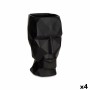 Vase 3D Face Black Polyresin 12 x 24,5 x 16 cm (4 Units)