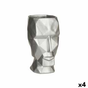 Vase 3D Visage Argenté Polyrésine 12 x 24,5 x 16 cm (4 Unités)