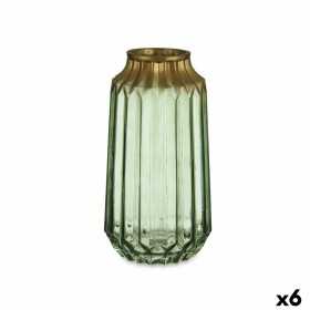 Vase Green Glass 13 x 23,5 x 13 cm (6 Units)