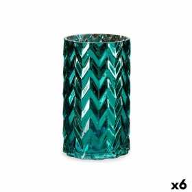 Vase Taillé Epis Turquoise Verre 11,3 x 19,5 x 11,3 cm (6 Unités)