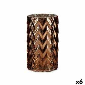 Vase Schnitzerei Stachel Kupfer Kristall 11,3 x 19,5 x 11,3 cm (6 Stück)