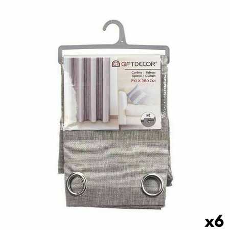 Curtain White Grey 140 x 0,1 x 260 cm (6 Units)