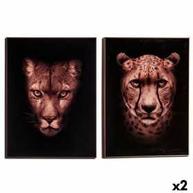 Painting Leopard Particleboard 61,5 x 3 x 81,5 cm (2 Units)