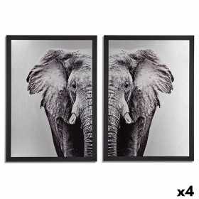 Painting Elephant Particleboard 1,5 x 107 x 77 cm (4 Units)