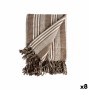 Multipurpose throw Stripes 235 x 205 cm White Beige (8 Units)