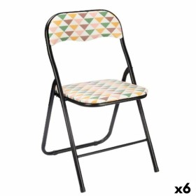 Folding Chair Geometric Black PVC Metal 43 x 46 x 78 cm (6 Units)