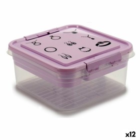 Jewelry box Purple Transparent Plastic 24,5 x 11,5 x 26 cm (12 Units)