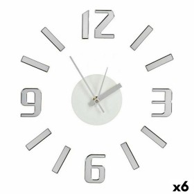 Horloge Murale Adhésif Argenté ABS EVA Ø 35 cm (6 Unités)