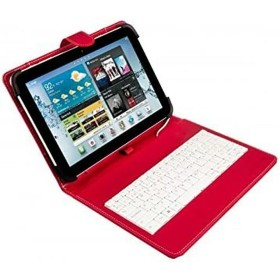 Case for Tablet and Keyboard Silver Electronics 111916140199 Red Spanish Qwerty QWERTY 9"-10.1"