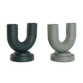 Vase Home ESPRIT grün Aluminium 18 x 13 x 19 cm (2 Stück)