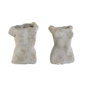 Vase Home ESPRIT Gris Ciment Moderne Buste Finition vieillie 19 x 13 x 29 cm (2 Unités)