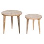 Jeu de 2 tables Blanc Naturel Bois Bois de manguier 45 x 45 x 45 cm