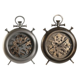 Horloge de table Home ESPRIT Cuivre Argenté Verre Fer Vintage 29 x 6 x 40 cm (2 Unités)