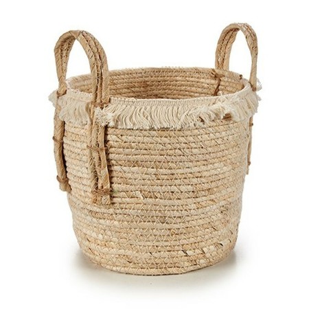 Planter With handles Natural Straw 23 x 30 x 22 cm
