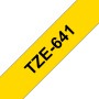 Ruban Laminé pour Etiqueteuses Brother TZE-641 Jaune Noir Noir/Jaune 18mm