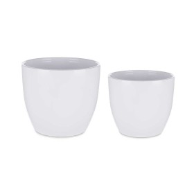 Set de pots Ø 22 cm Ø 28 cm 2 Pièces Blanc Argile