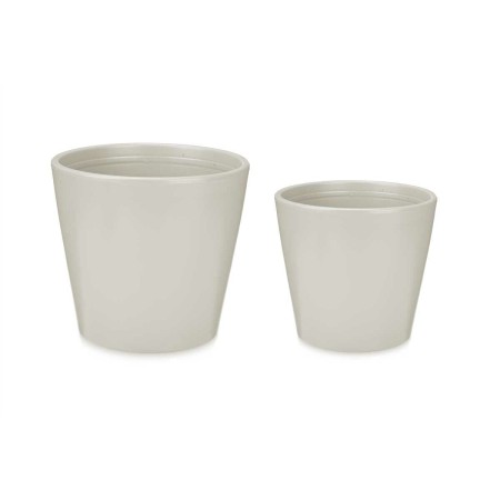 Set of pots 2 Pieces Ø 22 cm Ø 28 cm Grey Clay
