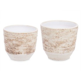 Set of pots Ø 20 cm Ø 25 cm 2 Pieces White Beige Ceramic