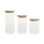 Uppsättning med 3 Burkar Home ESPRIT Transparent Silikon Bambu Borosilikatglas 10 x 10 x 22,3 cm