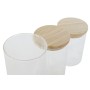 Uppsättning med 3 Burkar Home ESPRIT Transparent Silikon Bambu Borosilikatglas 10 x 10 x 22,3 cm