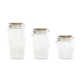 3 Tubs Home ESPRIT Transparent Silicone Bamboo Crystal 13,5 x 13,5 x 27 cm