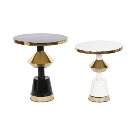 Set of 2 tables Home ESPRIT White Black Metal 41 x 41 x 48 cm