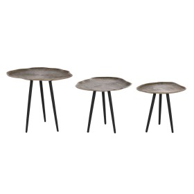 Jeu de 3 tables Home ESPRIT Noir Doré Aluminium 52 x 39 x 45 cm