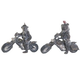 Deko-Figur Home ESPRIT Dunkelgrau Motorradfahrer 24 x 15 x 29 cm (2 Stück)