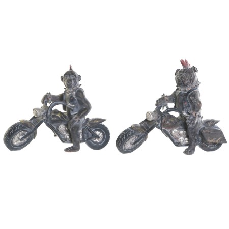 Decorative Figure Home ESPRIT Dark grey Biker 24 x 15 x 29 cm (2 Units)