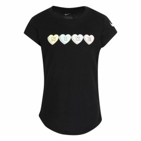 Barn T-shirt med kortärm Nike Sweet Hearts Svart