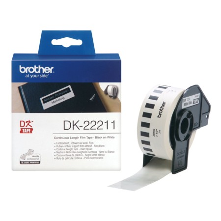 Laminated Tape Brother DK-22211 29 mm Black Black/White White