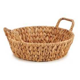 Centerpiece Metal Water hyacinth With handles Natural brown (35,5 x 16,5 x 39 cm)