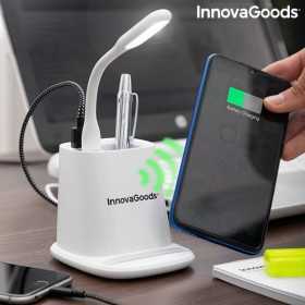 5-in-1 Wireless Charger with Organiser-Stand and USB LED Lamp DesKing InnovaGoods RIV001 White 5 W (Refurbished B)