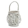 Candleholder 30 x 22 x 22 cm White Glass wicker (6 Units)