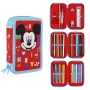 Trippel pennfodral Mickey Mouse 43 Delar Röd (12 x 19,5 x 6,5 cm)