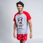 Pyjama D'Été Mickey Mouse Homme Rouge Gris (Adultes)
