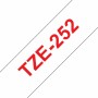 Laminated Tape for Labelling Machines Brother TZE-252 Rojo/Blanco 24 mm