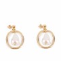 Ladies' Earrings Shabama Balboa Brass Bathed in golden flash Baroque pearl 4,5 cm